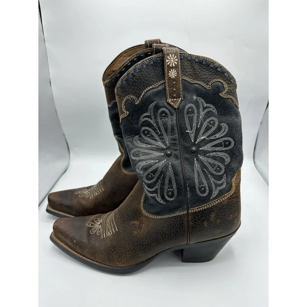 Ariat Daisy 10004577 Womens 9.5B Brown Blue Leather Snip Toe Cowboy Boots - Picture 4 of 8
